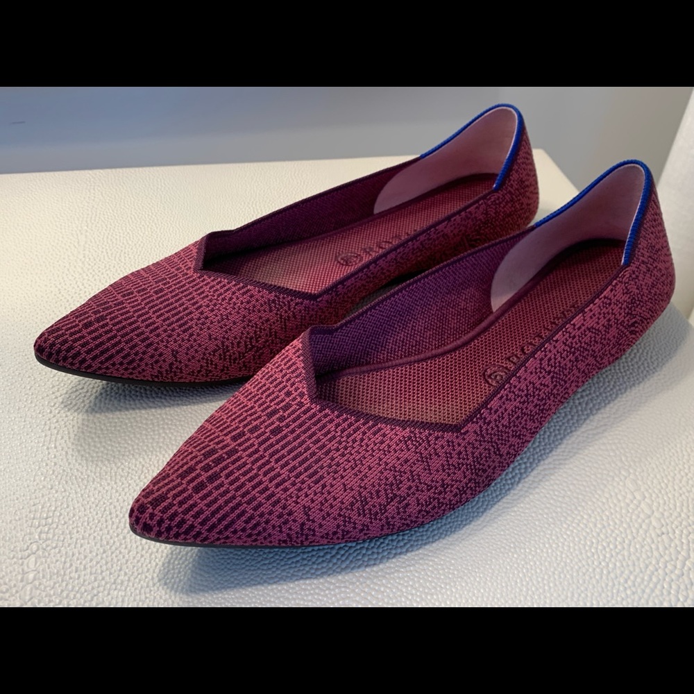 Rothy’s Fig Python Print Point Flats Slip On Purple Rare Size 13 Fits Sz 12W